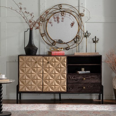 6-Drawer Dresser 2-Drawer Console Table Storage Cabinet Buffet Accent Cabinet Sideboard with 3D Geometric Pattern - ModernLuxe