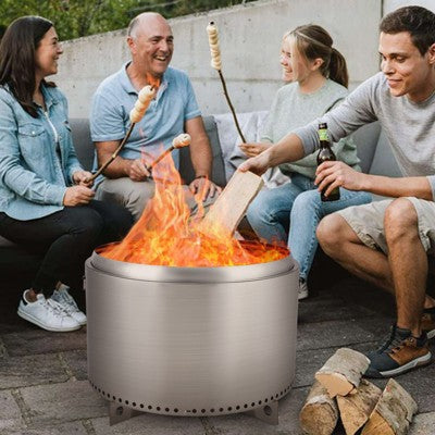 27" Smokeless Fire Pit with Adjustable Airflow, 304 Stainless Steel Wood-Burning Firepit, 360° Heat & Secondary Burn Technology, Outdoor Fire Bowl