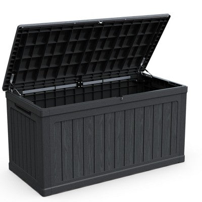 Gulches 230 Gallon Large Outdoor Storage XXL Deck Box, Black Waterproof Resin Lockable for Patio Furniture Cushions Garden Tools Pool Equipment