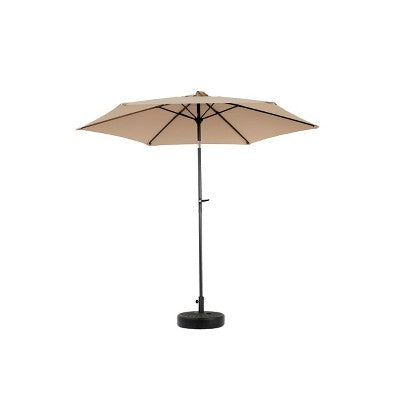 Gulches Khaki 9FT Patio Umbrella, Push Button Tilt & Crank, UV Waterproof Market Umbrella for Backyard Garden (No Base)