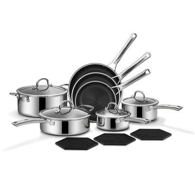 Itopfox 14-Piece Non-Stick Cookware Set with Frying Pans, Saucepans, Saute Pan & Stock Pot, Induction Compatible, PFOA Free, Dishwasher Safe