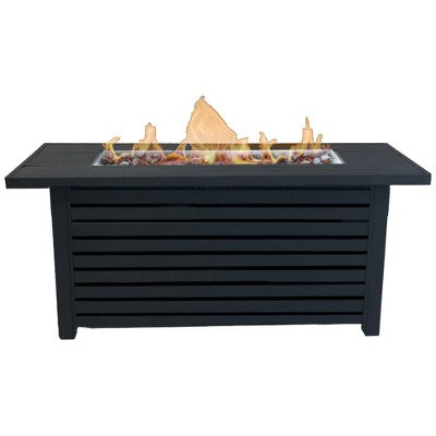 Mondawe Steel Rectangle Propane/Natural Gas Outdoor Fire Pit Table with Lid