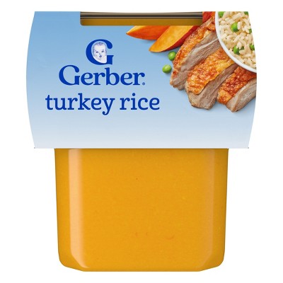 Gerber Baby Food Stage 2 Turkey Rice Puree Tub - 4oz/2ct