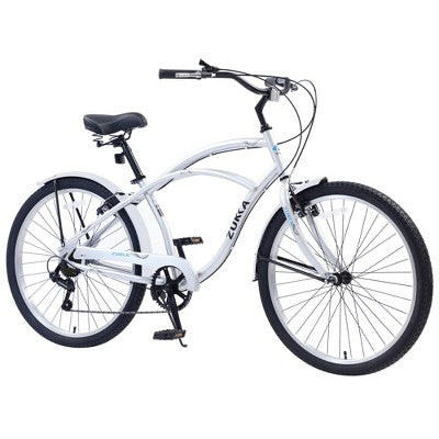 Gulches 7-Speed 26" Beach Cruiser Bike, Multiple Colors Step-Thru 17" Steel Frame, Shimano Drivetrain & Dual V-Brakes, Comfort Bicycle for Men & Women
