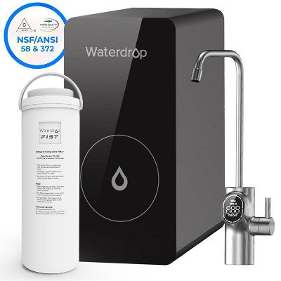 Waterdrop D6 Reverse Osmosis System, 600 GPD Under Sink, Reduce PFAS, 2:1 Pure to Drain, Tankless, Extra 1 WD-D6RF Filter(1-Year)