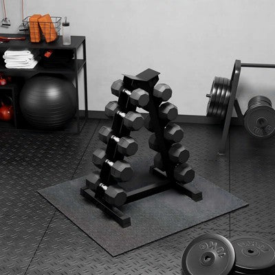 COZONY Premium Rubber Hex Dumbbell Set with Rack, 350LB, Home Gym Strength Training