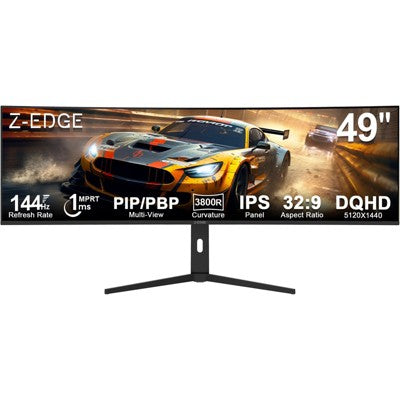 Z-Edge Curved Gaming Monitor 49" 144Hz DQHD 5120x1440 IPS 1ms MPRT, 32:9 Curved Display, 10-bit, FreeSync, HDR10, Tilt/Swivel