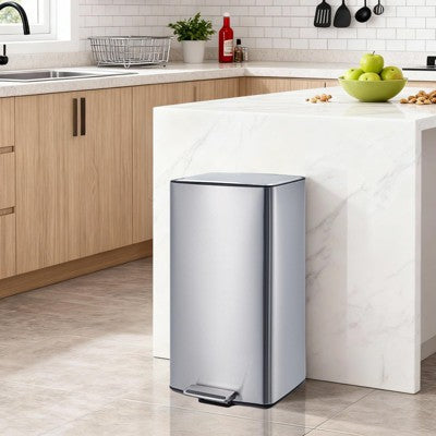 10.6 gallon Stainless Steel Kitchen Trash Can with Soft Close Lid & Removable Inner Bucket for Living Room Office