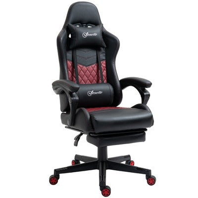 TiramisuBest Racing Gaming Chair, PU Leather, Ergonomic, Adjustable, Footrest, 5 Wheels, 274 lbs Max Load