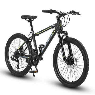 CAVINAS Mountain Bike, 21 Speed Bicycle with Suspension Fork, City Bike with Front and Rear Disc Brakes for Men & Women
