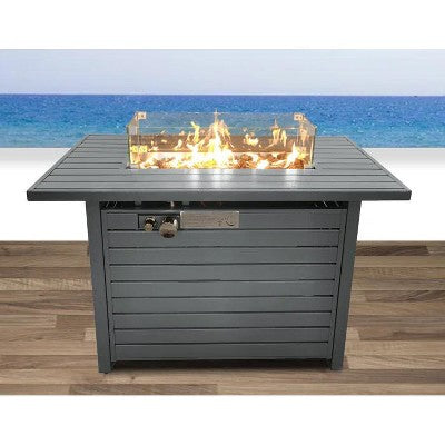 25" H x 42" W Steel Rectangular Outdoor Fire Pit Table with Concealed Tank Storage