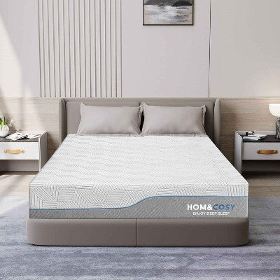 Dyonery Extra Firm Mattress Short Queen RV Mattress Size 12 Inch with Ice Silk Cover,Extra Firm Bamboo Bed-Mattress for Back Pain, CertiPUR-US, in USA
