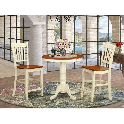 HomeStock Belmont Dining Counter Height Set - High Top Table And Dinette Chairs, White