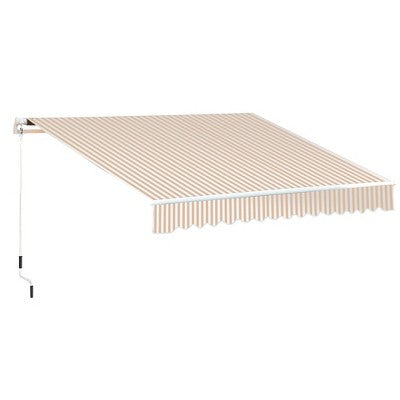 PAGED Awning Retractable Patio Awning with Manual Crank Handle, Aluminum Frame, Adjustable Protection for Deck, Yard