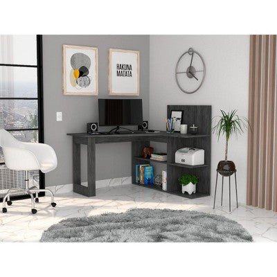 CAVINAS L-Shaped Corner Desk with 5 Open Shelves,Right Return Computer Desk for Home Office and Storage Solutions