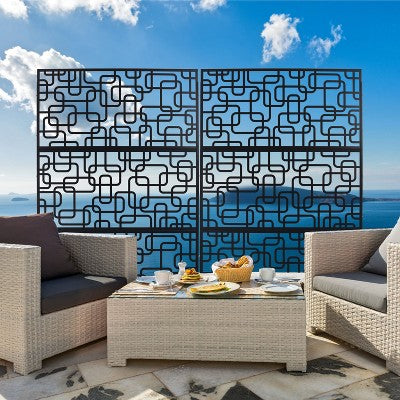 CAVINAS Patio Decorative Screen Freestanding Metal Privacy Panels with Mesh Pattern for Outside and Garden Decor