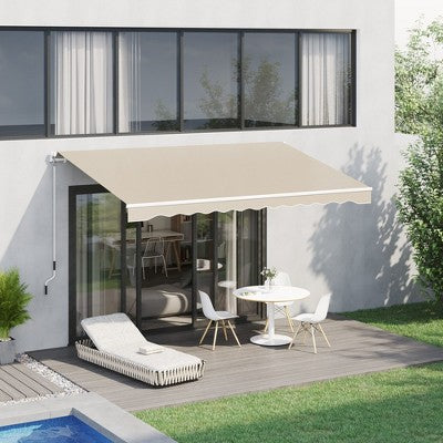 Okak 13X8IN Retractable Awning with Manual Crank Handle, UV & Water-Resistant Door Awning with Aluminum Frame for Deck, Balcony, Yard