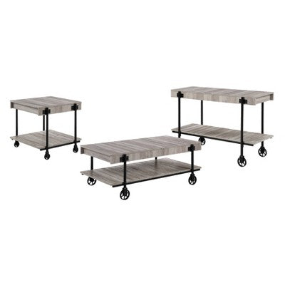 3pc Huntingdale Industrial Coffee Table Set - miBasics