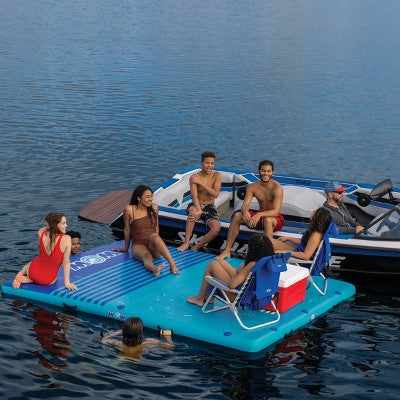WOW Inflatable Drop Stitch Vacation Station Deck Pad Float - Blue