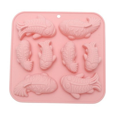 Unique Bargains Candy Mould 8-Cavity Koi Fish Candy Mould Hand Wash 6.38"x6.18"x0.94" 1 Pc