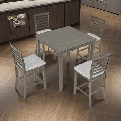 5-Piece Counter Height Dining Set with Bar Table and 4 Chairs