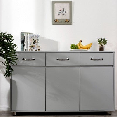 TUYOHW Modern Buffet Server Cabinet,Storage Sideboard with Drawers,Shelves,Steel Tube Legs,Console Table for Living Room,Entryway,Kitchen,Bedroom