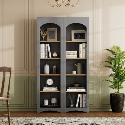 Bookshelves Farmhouse with Adjustable Shelves and Anti-Tip Design for Living Room 39in Wide - 3irtyhousy