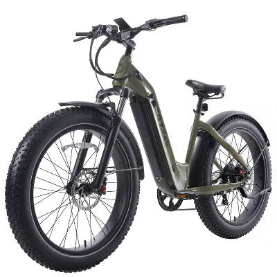 GOTRAX Adult Fat Tire 26" Step Through Electric Hybrid Bike - Green