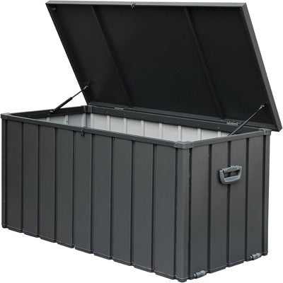 Gulches 200 Gallon Outdoor Storage Deck Box Waterproof, Large Patio Storage Bin for Outside Cushions, Throw Pillows, Garden Tools, Lockable-Dark Gray