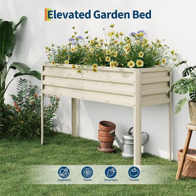 Galvanized Raised Garden Bed with Legs, 50×17×32In Large Elevated Planter Box for Outdoor Plants, Vegetables, Flowers & Herbs, Backyard, Patio