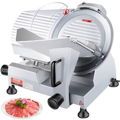 VEVOR Commercial Meat Slicer, 320W Electric Deli Food Slicer, 12 inch Carbon Steel Blade Electric Food Slicer, 350-400RPM Meat Slicer, 0-0.6 inch
