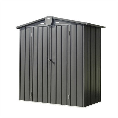 CLIHOME 5.7x3Ft Outdoor Galvanized Steel Storage Shed,Patio Storage Cabinet with Lockable Double Door