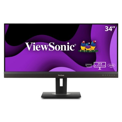ViewSonic VG3456A 34 Inch 21:9 UltraWide QHD 1440p IPS Monitor with Ergonomics Design, 100W USB C, Docking Built-In, Gigabit Ethernet for Home and