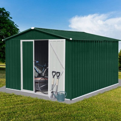 PAGED 8x10 FT Outdoor Storage Shed with 2 Integrated Punched Vents,Metal Garden Sheds with Apex Roof for Garden