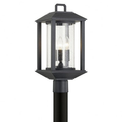Troy Lighting Mccarthy 3 - Light Post Light in Weathered Graphite Clear Seeded Shade