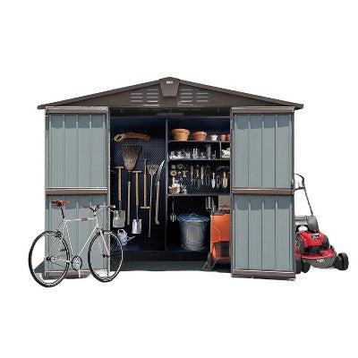 CLIHOME 8.2x6.2Ft Outdoor Patio Metal Steel Storage Shed,Utility Tool Shed Storage House with Double Lockable Doors and Air Vents