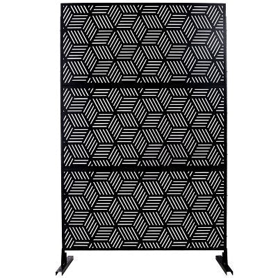 Okak Modern Balcony Privacy Screen with Metal Frame, Freestanding Outdoor Privacy Screen, Outside Lattice Panels for Backyard, Lawn