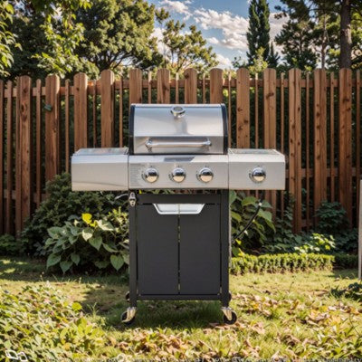 SEVOBAL Outdoor Grills, Griddles and Smokers 3 Burner Propane Gas Grill, BTU Outdoor BBQ with Foldable Side Tables, Black, 24.21"*21.06"*20.47"