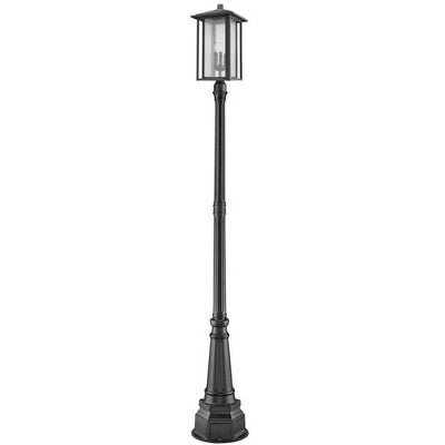 Aspen 3-Light Outdoor Post Fixture - Dimmable, Wet Rated, Aluminum, 60W, Seedy Glass
