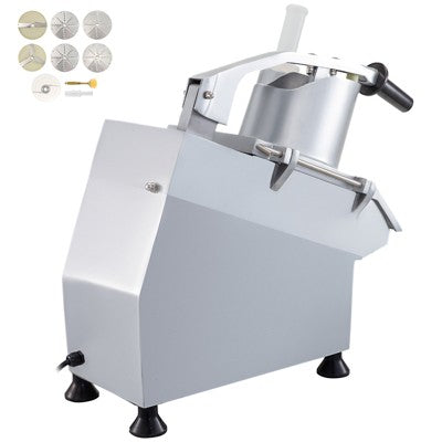 VEVOR 110V Commercial Food Processor 2 Feeding Holes, 550W Electric Vegetable Slicer 1600 RPM, Stainless Steel Vegetable Processor, Silver