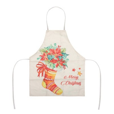 Unique Bargains Christmas Aprons Christmas Stockings Linen Red Yellow Blue Green Beige White 21.65"x26.77" 1 Pcs