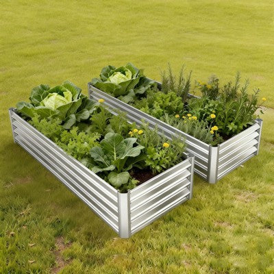 Galvanized Raised Garden Beds, 2 Pack 6x1.5x1 ft Outdoor Metal Planter Boxes for Vegetables, Flowers and Herbs
