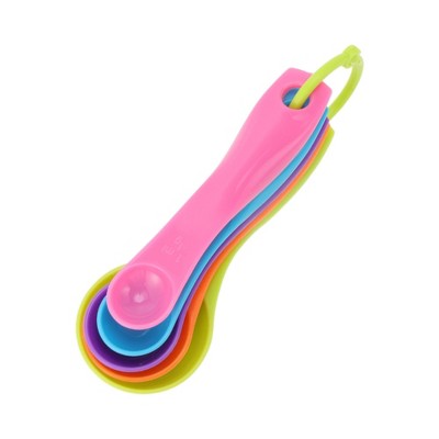 Unique Bargains Measuring Cups 5-Piece Measuring Spoon Set Dishwasher Safe Plastic Assorted Color 1 Set