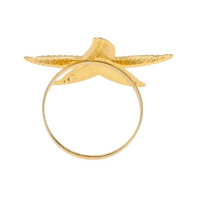 Unique Bargains Napkin Ring Starfish Stainless Steel Gold Tone 1 Pc