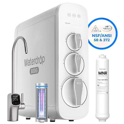 Waterdrop G3P800 Reverse Osmosis System, NSF/ANSI 53 58 and 372 Certified,800 GPD, LED Purifier, Extra Remineralization Independent Filter