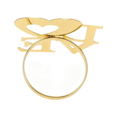 Unique Bargains Napkin Rings Letter Pattern Stainless Steel Gold Tone 1 Pc