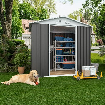 Gulches Outdoor Storage Sheds 6FTx4FT Apex Roof Grey
