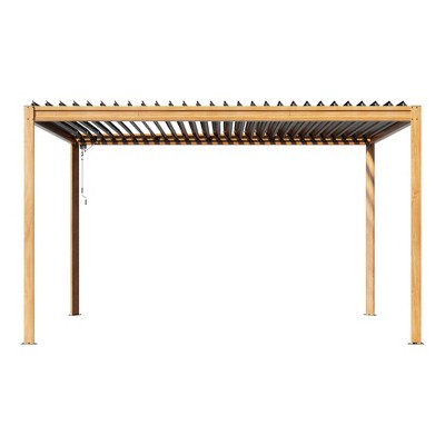 Mondawe 10X13FT Outdoor Louvered Aluminum Pergola with Adjustable Roof and Efficient Drainage System for Patio, Deck, Garden