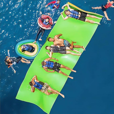 Huxxion Floating Water Mat 9/12/18 Ft, 3 Layer Tear Resistant XPE Foam Floating Mat for Lake Pool Beach and Ocean
