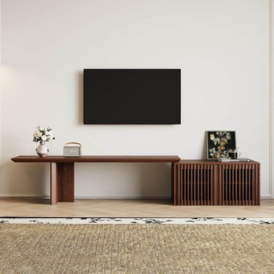 JVNOXK - Modern TV Stand with Storage Entertainment Center (Expandable for 63“-86.6” TVs) 55+ inch TV - Living Room/Bedroom Walnut